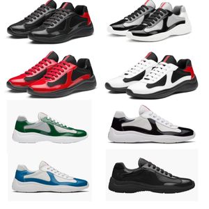 Desinger chaussures Chaussures de sport pour hommes Coupe américaine SNEAKER Baskets basses en cuir verni Noir Bleu Mesh à lacets Nylon Chaussure décontractée Entraîneur de plein air