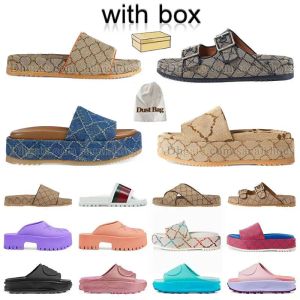 Desinger Slides Zapatillas Hombre Mujer Diseñadores famosos Sandalias Mineral Azul Negro Rosa Beige Marrón Clog Platform Sliders Summer Beach Sho oNd