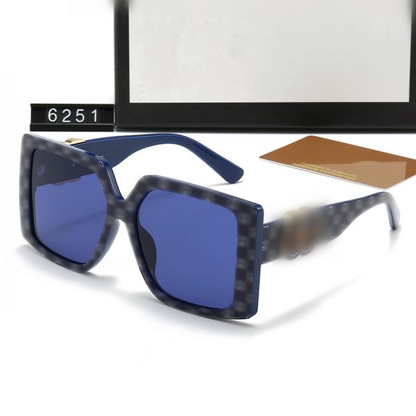 Lunettes de soleil de designer Lunettes de soleil polarisées 2024 Nouveau grand cadre carré avec deux mêmes lettres jambes de miroir incurvées avec boîte d'origine pour hommes et femmes conduite d'été G6251