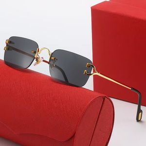 Desinger zonnebril vintage zonnebril goud naadloze randloze zonnebril buffel hoorn lunette soleil klassieke dames c vorm zonnebril carti gafas sol sunglass