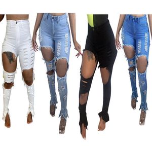 Desinger Femmes Jeans Trou Mi Taille Skinny Denim Stretch Slim Pantalon Longueur Mollet Jeans Bell Bottom Dames Mode Femmes Pantalon Jck