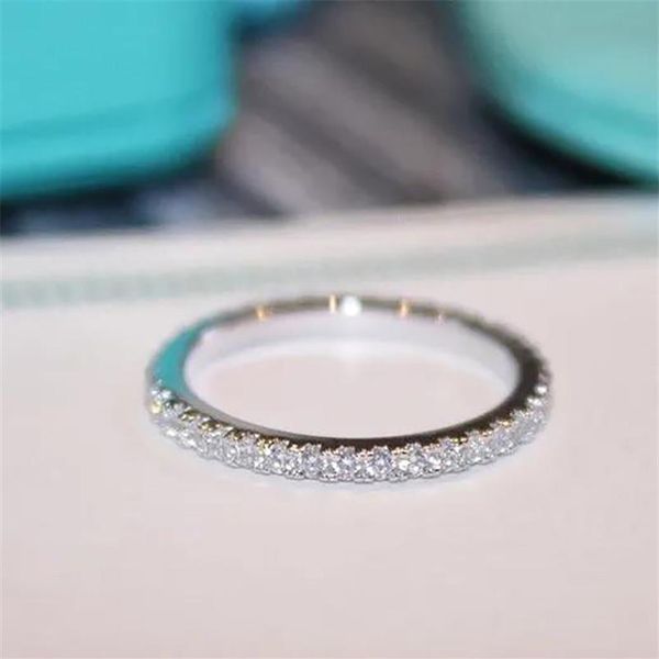 Desingers Ins Anillo Diseño simple Sentido Anillo de plata esterlina Damas Clásico Diamante de seis garras Rng Anillos simples Regalo de cumpleaños Mujer 249Z