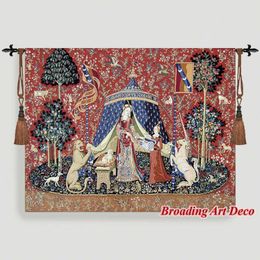 Desire - The Lady The Unicorn Medieval Tapestry Wall Hanging Jacquard Weave Gobelin Home Art Decoration Aubusson Katoen 100% 210609