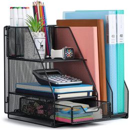 Accesorios de escritorio Organizador de suministros de oficina Caddy con cajón deslizante Porta archivos y bolígrafos para el hogar, oficina, escuela 240314