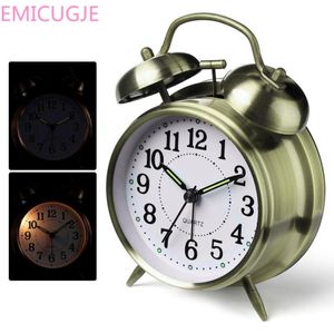 Horloge de bureau Horloge fort cadeau créatif rétro alarme Twin cloche avec cadran stéréoscopique Backlight6976848