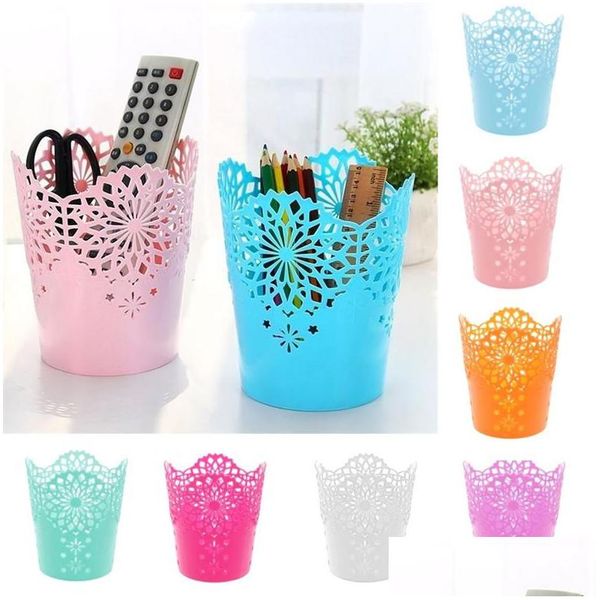 Bureau Tiroir Organisateurs En Gros Mtifunctional Fleur Plante Pot Maquillage Brosse Boîtes De Rangement Stylo Porte-Crayon Conteneur Bureau Orga Dhang