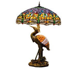 Bureaulamp Zeeblauw Geel Gebrandschilderd Glas En Kristal Kraal Dragonfly Stijl Tafellampen Cafe Home Bar Kunst Tafellamp7815914