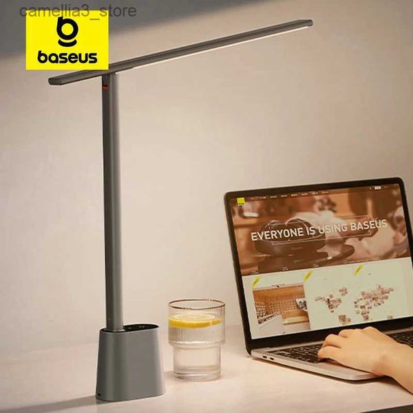 Bureaulampen Baseus LED-bureaulamp Oogbescherming Studie Dimbaar Kantoorlamp Opvouwbare tafellamp Slimme adaptieve helderheid Bedlampje voor lezen Q231104