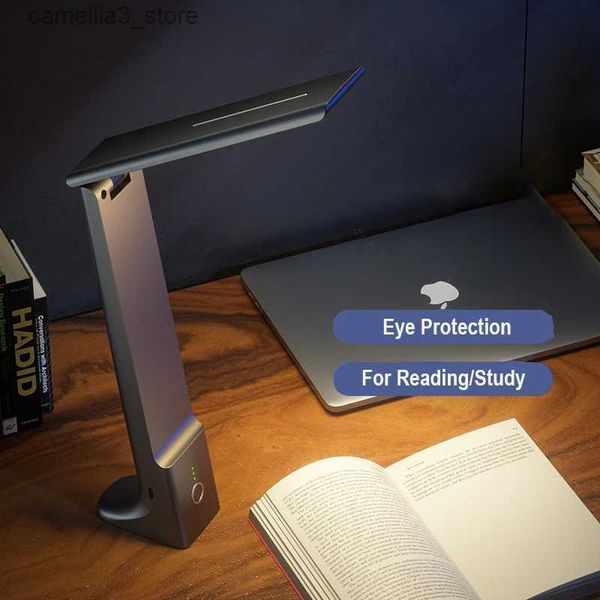 Lámparas de escritorio Lámpara de escritorio LED plegable negra Lámpara de mesa de estudio recargable USB portátil Atenuación táctil Libro de lectura Luz nocturna para trabajo de oficina Q231104