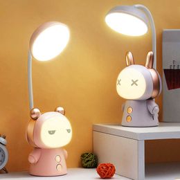 Lámparas de escritorio Lámpara de mesa LED de dibujos animados lindo USB Recargable Protección de ojos Niños Estudio Lectura Luz de escritorio Dormitorio plegable Luz de noche junto a la cama P230412