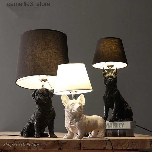 Lampes de bureau Danemark chiot chiens lampes de Table noir/blanc animaux lampe de bureau chambre chevet enfants chambre salon décor à la maison luminaires Q231104