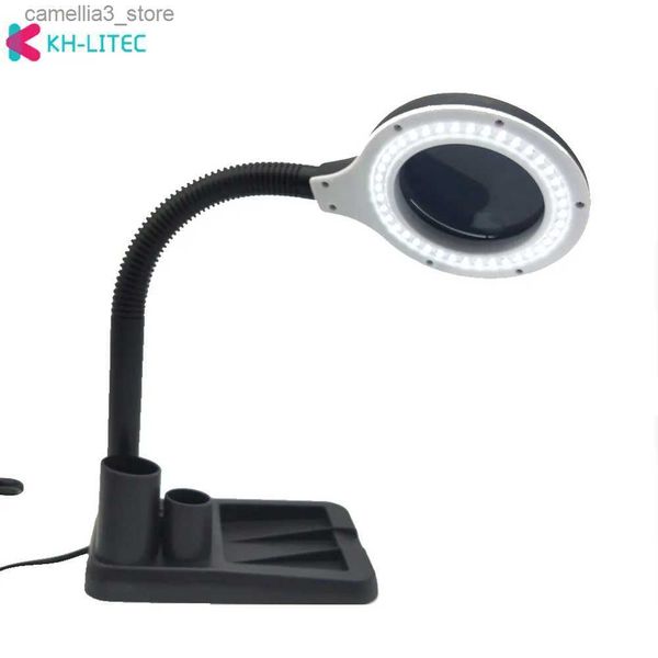 Lámparas de escritorio Enchufe de la UE 220V Artesanía Lente de vidrio LED Lámpara de lupa de escritorio Luz 5X 10X Lupa de escritorio Herramientas de reparación con 40 LED Soporte Q231104