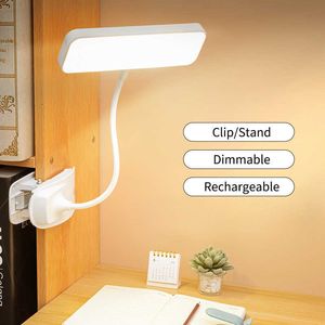 Bureaulampen flexibele tafellamp met clip stepless dimmende led bureaulamp oplaadbaar bed nachtlampje voor bed voor studie lees kantoorwerk p230412