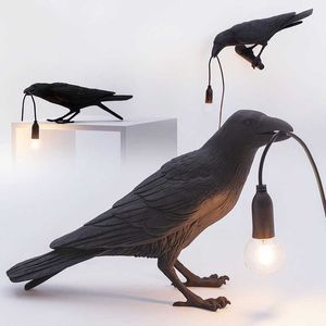 Lampes de bureau Lampe de Table oiseau italien lampe de bureau de nuit en résine design pour salon chambre bureau décor veilleuse maison lampe de chevet P230412