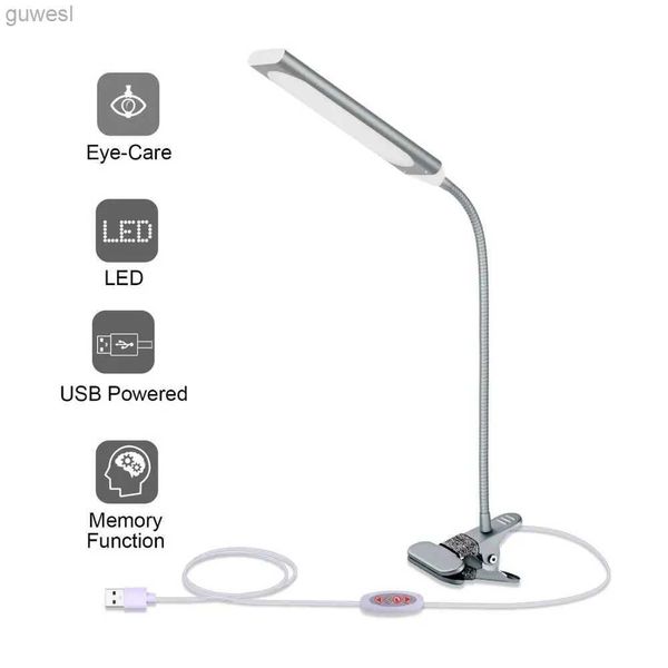 Lámparas de escritorio KEXIN 5W LED Clip en lámpara de escritorio con 3 modos 1.5M Cable Dimmer 11 niveles Lámpara de mesa con abrazadera YQ240123