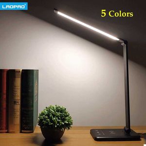 Lampes de bureau LAOPAO 52PCS Lampe de bureau LED 5 couleurs x5 Dimable Level Touch USB Chargeable Reading Eye-protect avec minuterie Lampe de table Veilleuse P230412
