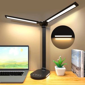 Bureaulampen LED-bureaulamp dubbele kopje opvouwbare tafellampen met nachtlamp USB opladen aanraakbediening geheugenfunctie voor thuis P230412