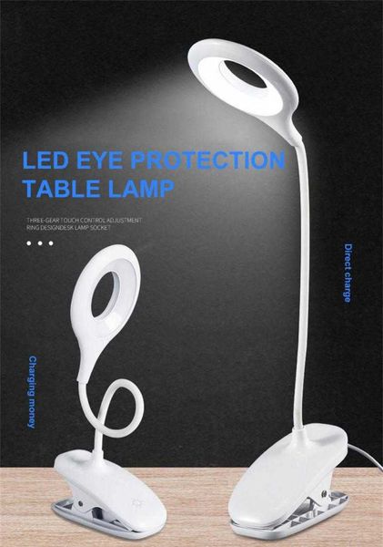 Lampes de bureau LED Lampe de table de bureau Pince tactile Étude Flexible Col de cygne Bureau USB Rechargeable Lumière Enfants Protection des yeux Livre Lumière P230412