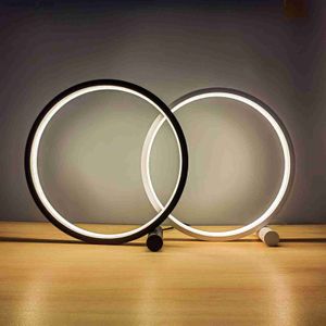 Bureaulampen LED-tafellamp Slaapkamer Ronde bureaulampen voor woonkamer Bedlampje Touch lampe de chevet Ring Nachtlampje Decoratie 25CM Q231104