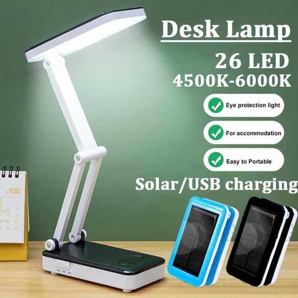 Lampes de bureau Lampe de table à LED Batterie solaire rechargeable Pliable Réglable USB Lampes de bureau rechargeables avec lecture de 24 LED Lampes à LED solaires P230412