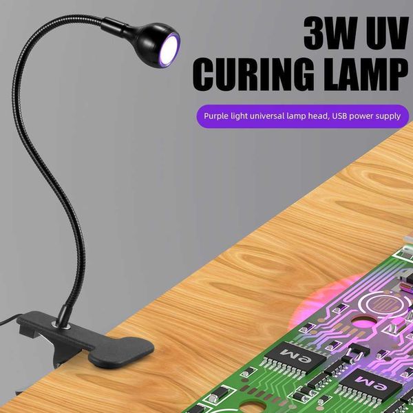 Lámparas de escritorio Led Luces ultravioleta Clip-On Tubo de metal flexible Lámpara UV USB Mini UV Gel Luz de curado Lámpara de escritorio Secador de uñas para bricolaje Nail Art P230412