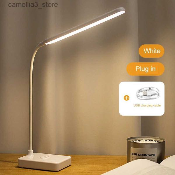 Lámparas de escritorio Nueva lámpara de escritorio Lámparas de mesa táctiles para sala de estar Cuello de cisne Escritorio Plegable Regulable Protección para los ojos Lámpara de estudio Luz LED Q231104