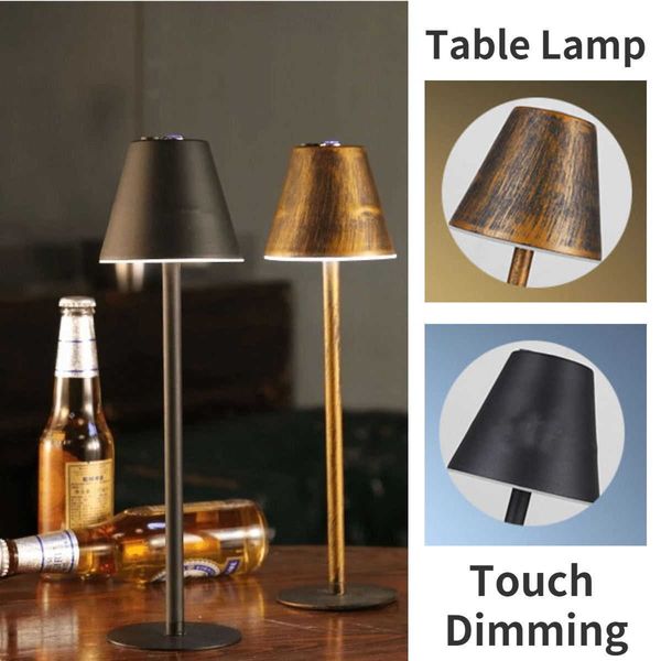 Lámparas de escritorio Arte nórdico Barra inalámbrica Lámpara de mesa Lámpara de escritorio con atenuación táctil USB Lámpara de noche con protección ocular LED para restaurante Café Dormitorio Decoración P230412