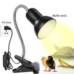 Lámparas de escritorio Lámpara portátil con abrazadera, E27, interruptor de atenuación con temporizador, luz con clip de cuello de cisne para plantas, accesorios de iluminación para acuarios de tortugas (sin bombilla)