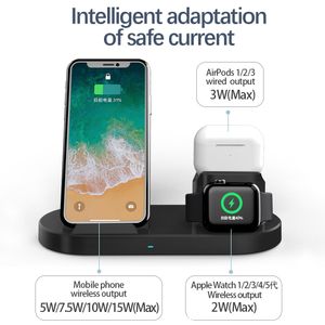 Chargeur de téléphone de bureau, charge rapide sans fil 3 en 1 15 W, compatible avec les écouteurs iPhone 15/14/13/12/11 Pro/XR/Airpods/Samsung Galaxy