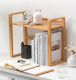 Organizador de estante de escritorio, estante de mesa de bambú, estantería de escritorio de madera para niños, accesorios de escritorio para sala de estar, estudio, cocina