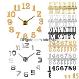 Horloges de table de bureau 1 ensemble de chiffres romains ou d'accessoires d'horloge arabe pour la réparation de cadran à quartz bricolage remplacement or livraison directe maison Gard DH5BS