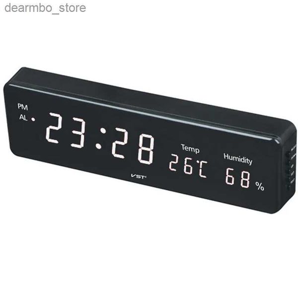 Relojes de mesa de escritorio Reloj de pared de 12/24 horas Pantalla LED de gran número de 1,8 pulgadas Reloj de mesa de temperatura y humedad Enchufe europeo/estadounidense Reloj de escritorio con forma de cubo para niños 24327