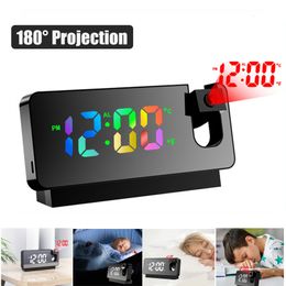 Bureau Tafel Klokken 180 Projectie LED Digitale Slimme Wekker USB Charge Horloge Elektronische Snooze Functie Slaapkamer Nachtkastje 230729