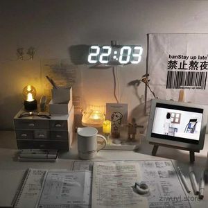 Horloges de table de bureau 3D LED Clock numérique Mur suspendu décoration de décoration intérieure de la chambre intérieure du mode de lumière de nuit pour chambre à coucher grandes horloges