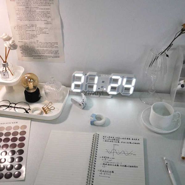 Relojes de mesa de escritorio, relojes digitales LED 3D, alarma, reloj colgante de pared nórdico, calendario, termómetro, relojes digitales electrónicos