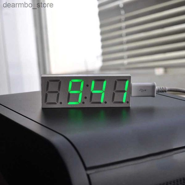 Horloges de table de bureau 4 bits horloge électronique numérique LED alimentation USB horloge de table à affichage grand nombre utilisation dans la voiture ou l'armoire 24327