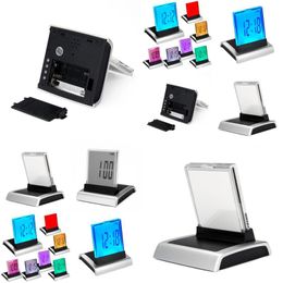 Horloges de table de bureau 7 couleurs changeantes LED numérique LCD réveil thermomètre livraison directe maison jardin décor à la maison horloges Dhnnq