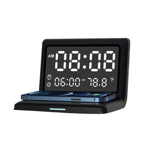 Horloges de table de bureau Réveil numérique LED miroir horloge de table multifonctionnelle alarme numérique Snooze affichage bureau décoration de la maison horloge électronique YQ240118