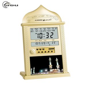 Bureau tafel klokken azan moskee kalender moslimgebedwandklok alarm islamitische moskee kalender digitale alarm ramadan cadeau huizen decoratie 230814