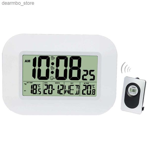 Horloges de table de bureau grand nombre LCD horloge murale numérique table réveil de bureau avec thermomètre de température humidité hygromètre calendrier de répétition 24327