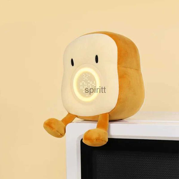 Desk Table Clocks Dessin animé LED peluche Toast réveil éclairage créatif mignon veilleuse rechargeable dimmable enfants bureau Table de chevet décor YQ240118