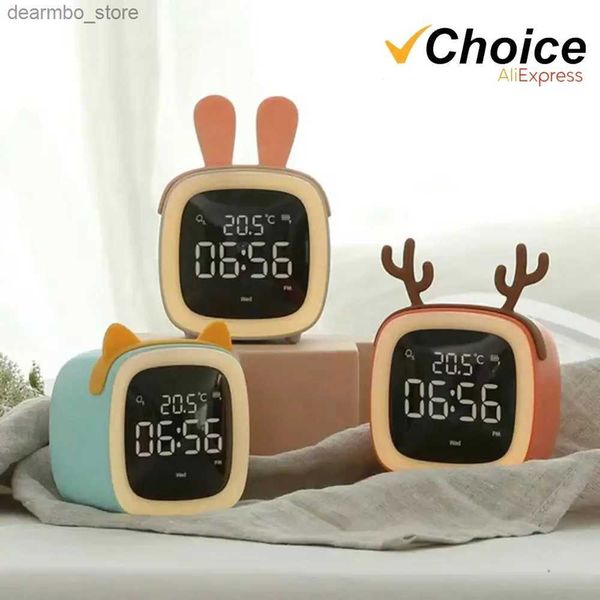 Relojes de mesa de escritorio Reloj despertador con oreja de ciervo y conejo de dibujos animados, pantalla Digital de carga, luz nocturna LED, reloj de mesa, reloj de pared, reloj LED para sala de estar 24327