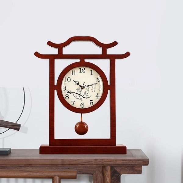 Bureau Table Horloges Style Chinois Horloge Simple Creative Silencieux De Luxe En Bois Numérique Vintage Relogio De Mesa Décoration De La Maison 50