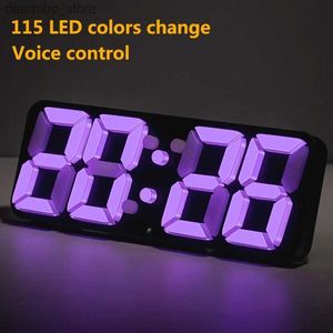 Horloges de table de bureau Réveil numérique LED couleur commande vocale 115 changement de couleur horloge de bureau LED 3D avec température montre de bureau électronique 24327