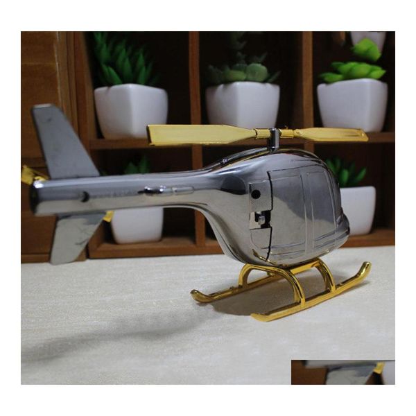 Relojes de mesa de escritorio Cafetería creativa Helicóptero Modelo Decoración Retro Reloj aleatorio Patrón de cara Enviar alarma Decoración del hogar DH0811 Dr Dhnwf