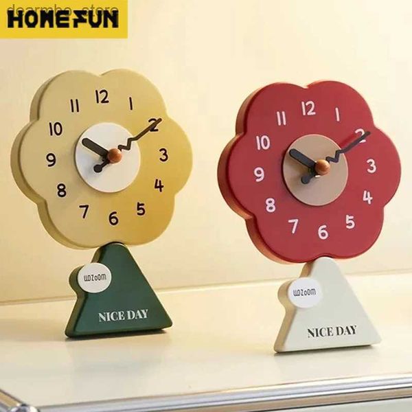 Desk Table Clocks Reloj de Mesa de Flores Creativo, Reloj de Escritorio Simple y Moderno para Sala de Estar, decoración del hogar ecológica, decoración de Mesa de Escritorio para Regalo de Navidad24327