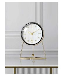 Horloges de table de bureau Horloge de bureau de luxe créative horloge de table pivotante horloge silencieuse montre silencieuse en métal doré salon pendule horloges de bureau décor à la maison