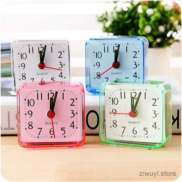 Horloges de table de bureau mignon horloge d'alarme analogique alarme carré petit lit compact horloge de bureau de bureau