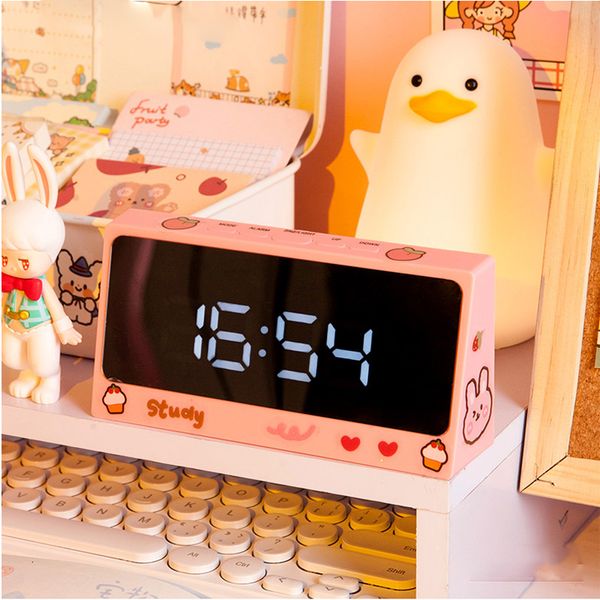 Relojes de mesa de escritorio, reloj despertador Kawaii bonito, decoración de reloj Digital Led de escritorio para decoración de dormitorio, entrenador de sueño infantil para niña 230731