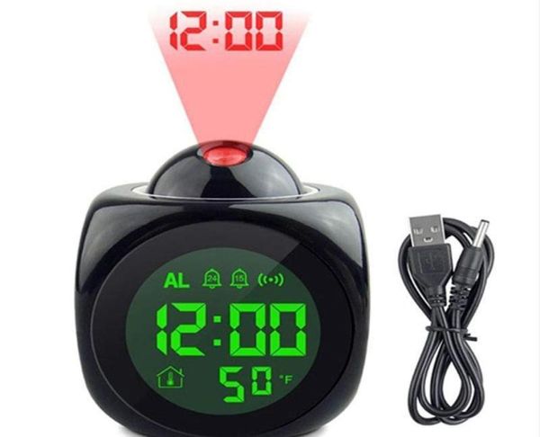 Relojes de mesa de escritorio reloj de decoración con lámpara Función de voz digital de voz LED Alarma de proyección de techo de pared SN3682490